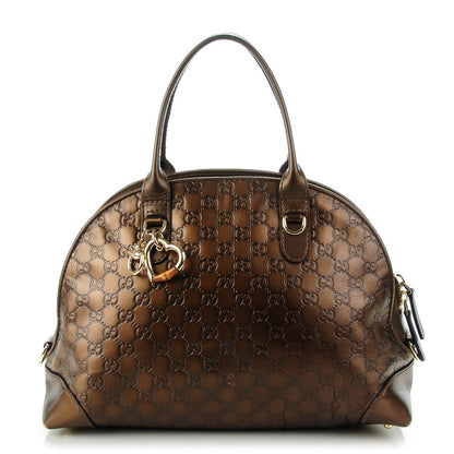Gucci Metallic Guccissima Heart Bit Charm Dome Satchel Bronze 1 of 12