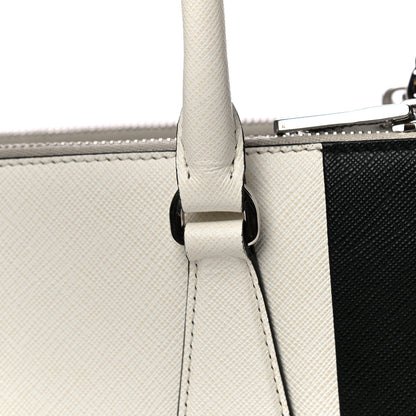Prada Saffiano Lux Small Bi-Color Galleria Double Zip Tote Black White 13 of 13