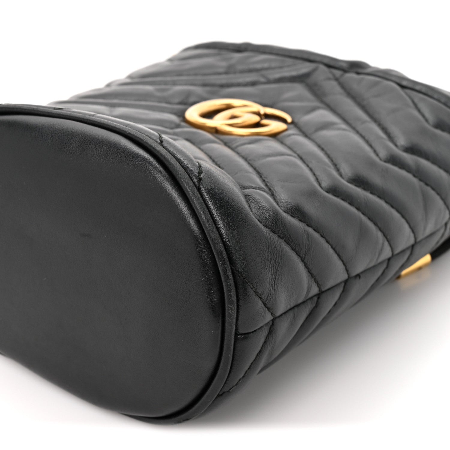 Gucci Calfskin Matelasse Mini GG Marmont 2.0 Bucket Bag Black 9 of 12