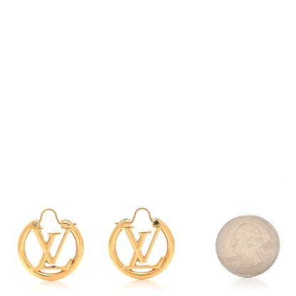 Louis Vuitton Metal Small Louise Hoop Earrings Gold 2 of 6