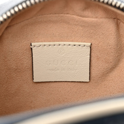 Gucci Azalea Calfskin Matelasse Diagonal Mini Torchon GG Marmont Round Shoulder Bag Blue Agata Mystic White 5 of 10