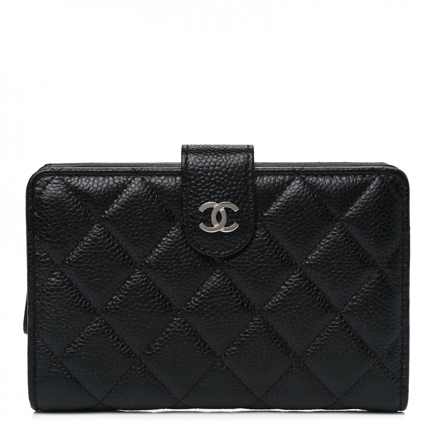 Caviar Quilted Zipped Pocket Wallet Black