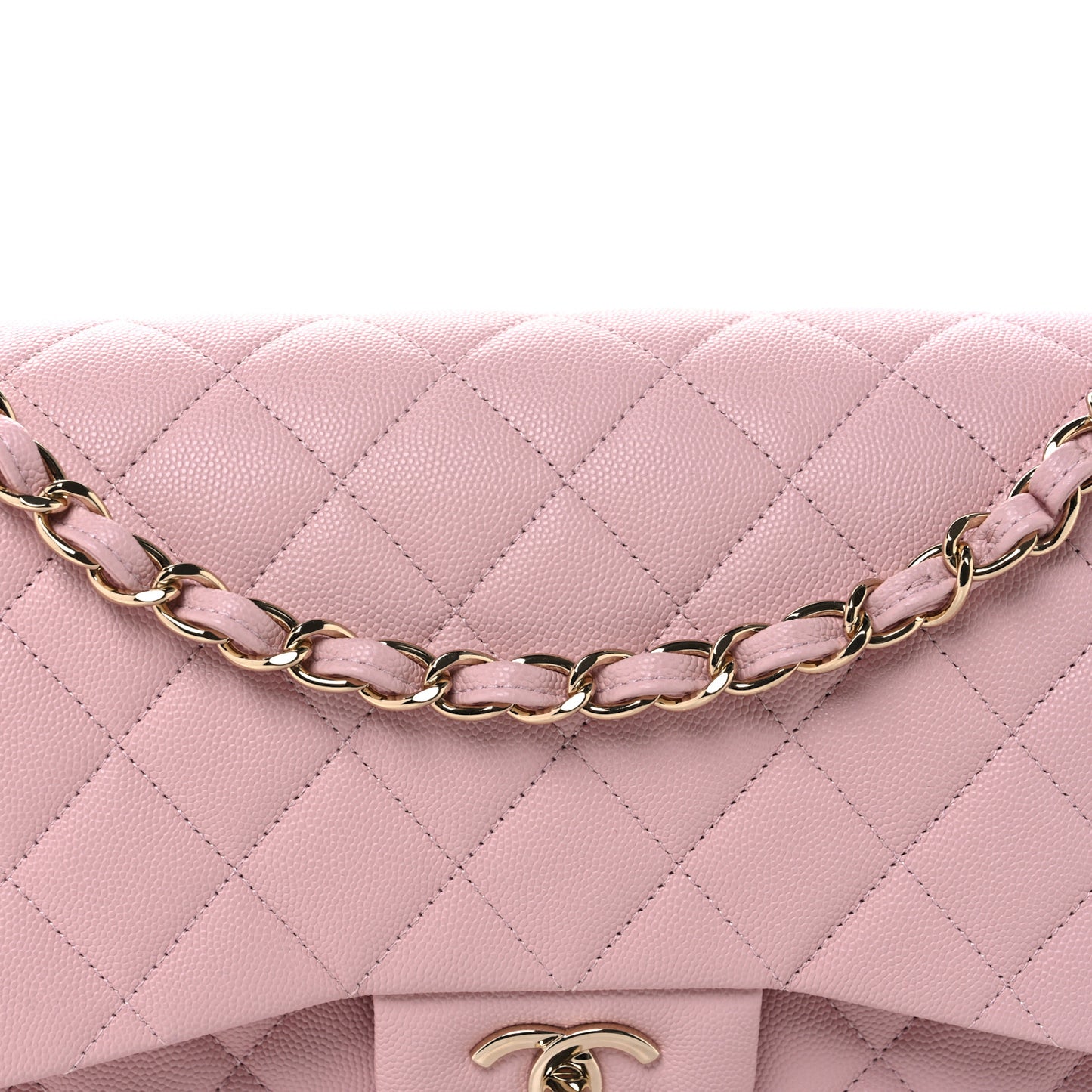 Caviar Quilted Jumbo Double Flap Light Pink