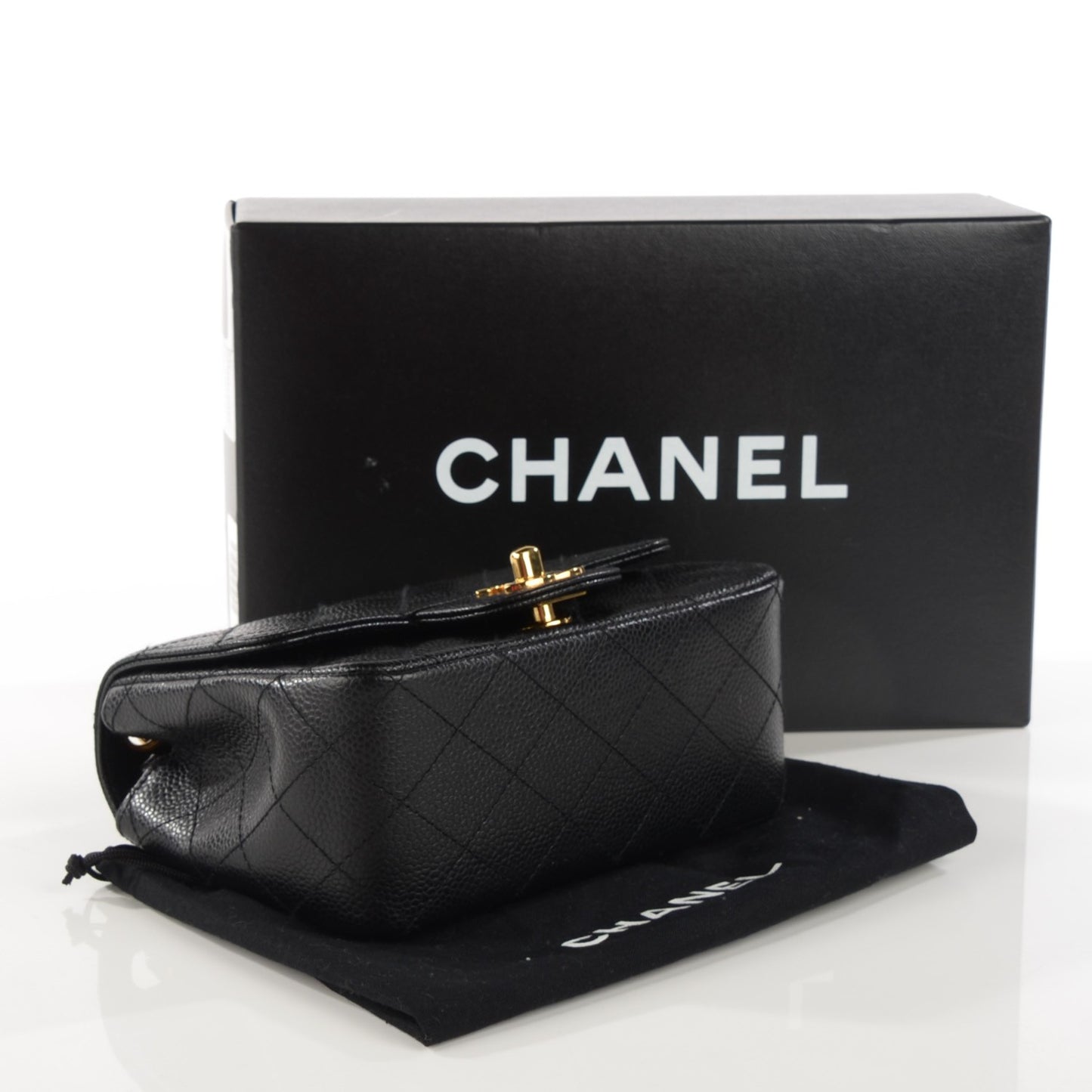 Caviar Quilted Mini Square Flap Black