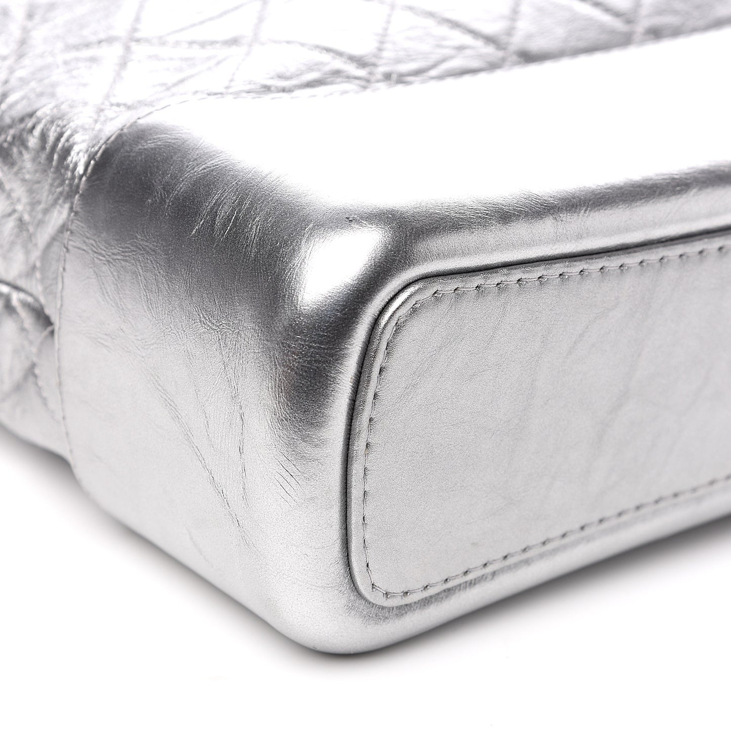 Metallic Lambskin Calfskin Quilted Large Gabrielle Hobo Silver