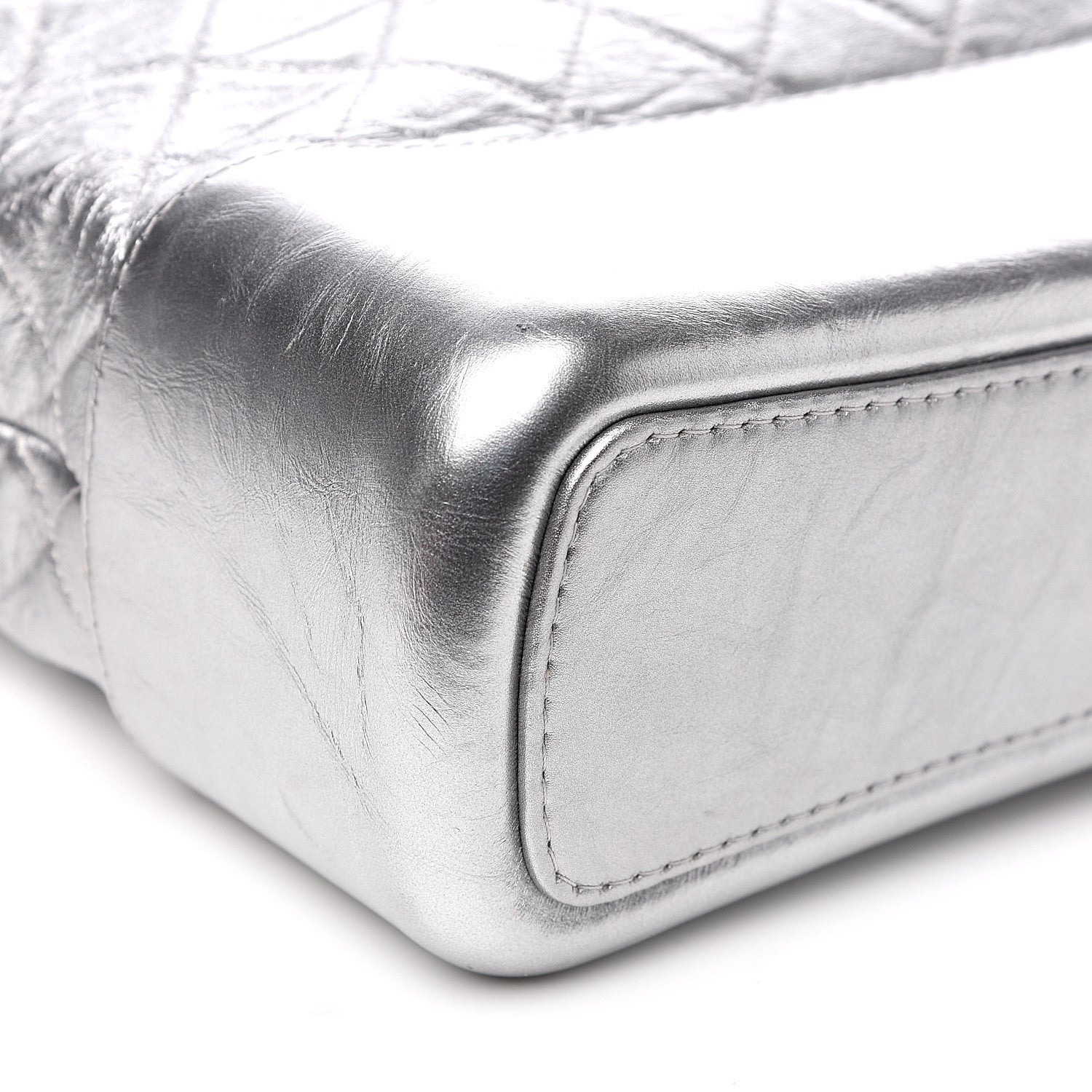 Chanel Metallic Lambskin Calfskin Quilted Large Gabrielle Hobo Silver 8 of 10