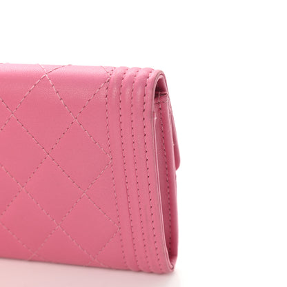 Chanel Lambskin Quilted Boy Card Holder Wallet Pink 15 of 15