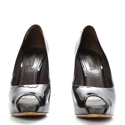 Louis Vuitton Patent Calfskin Oh Really Peep Toe Pumps 38.5 Amarante 2 of 12