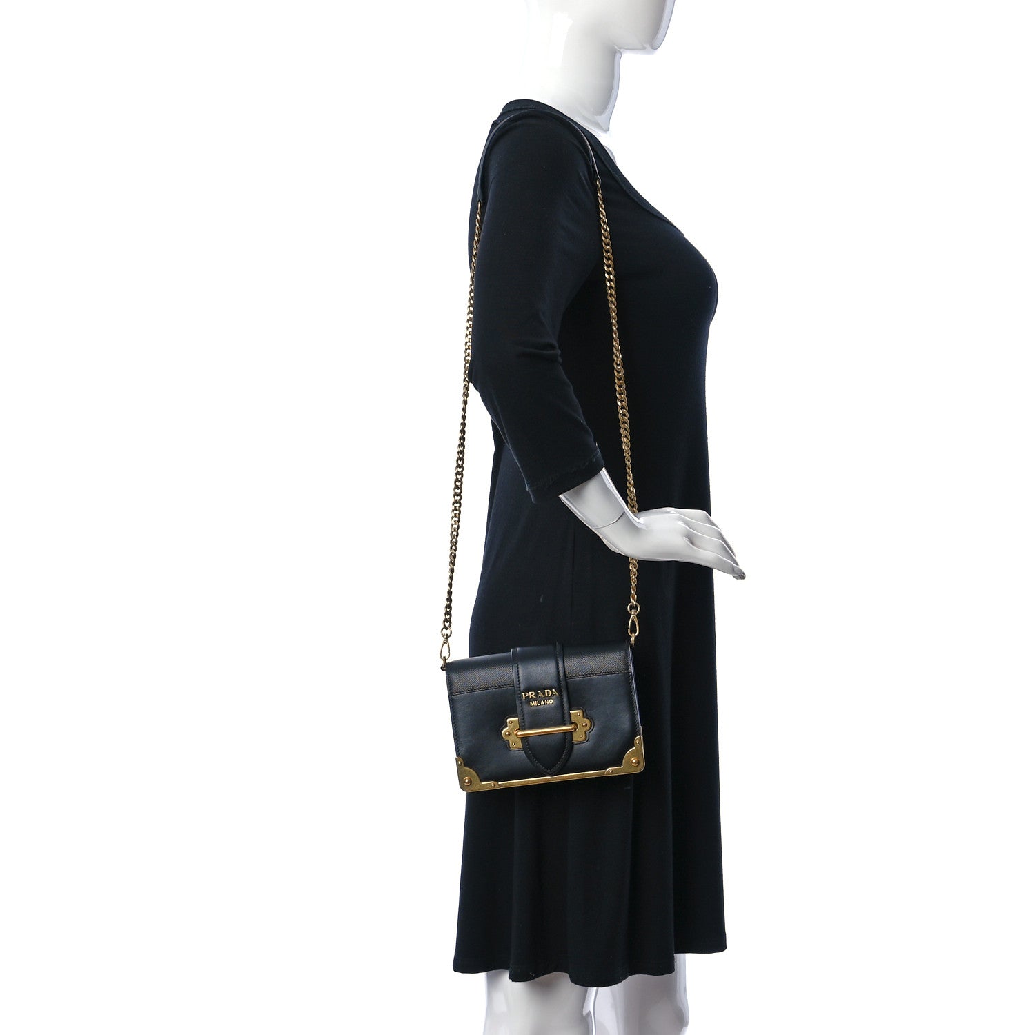 Prada City Calf Saffiano Cahier Bag Black 2 of 12