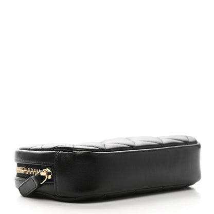 Chanel Lambskin Quilted Small Curvy Pouch Cosmetic Case Black 4 of 8