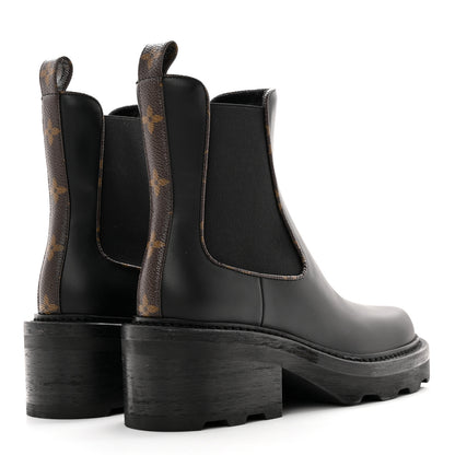 Louis Vuitton Calfskin Monogram Beaubourg Ankle Boots 38 Black 4 of 14
