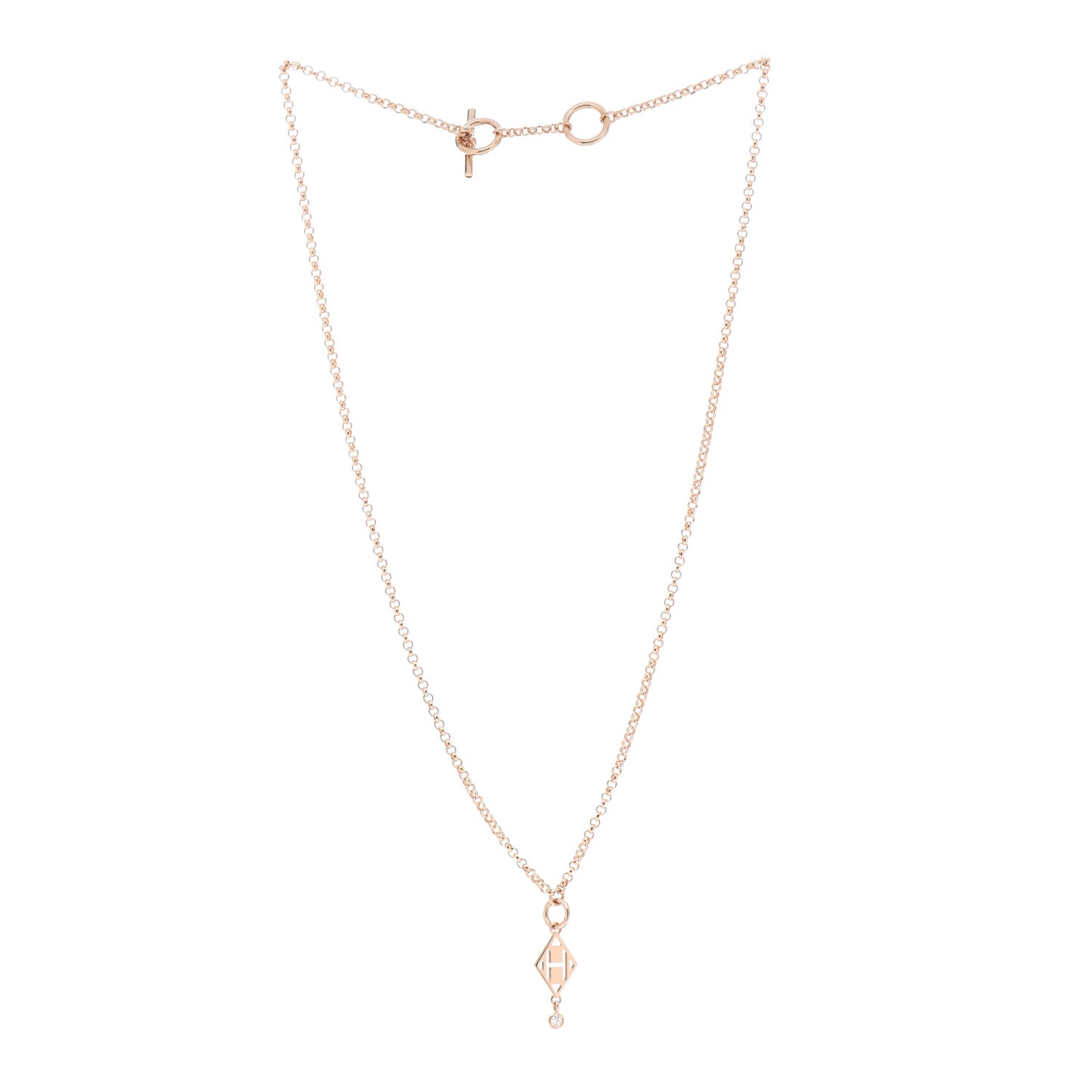 18K Rose Gold Diamond Gambade Pendant Necklace