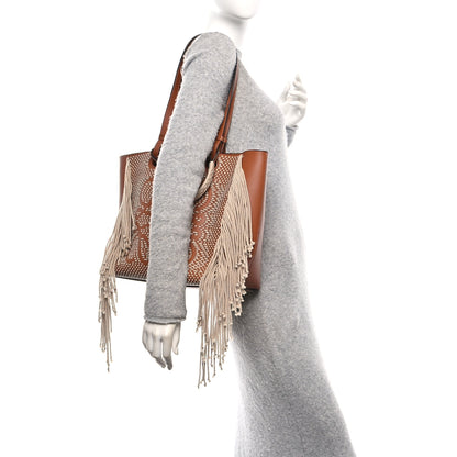 Loewe Smooth Calfskin Anagram Fringe Tote Tan 2 of 9