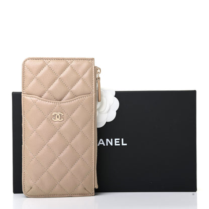 Chanel Iridescent Caviar Quilted Classic iPhone Pouch Dark Beige 8 of 8