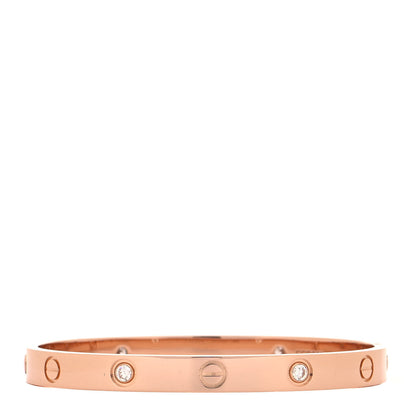 Cartier 18K Pink Gold 4 Diamond LOVE Bracelet 17 3 of 7
