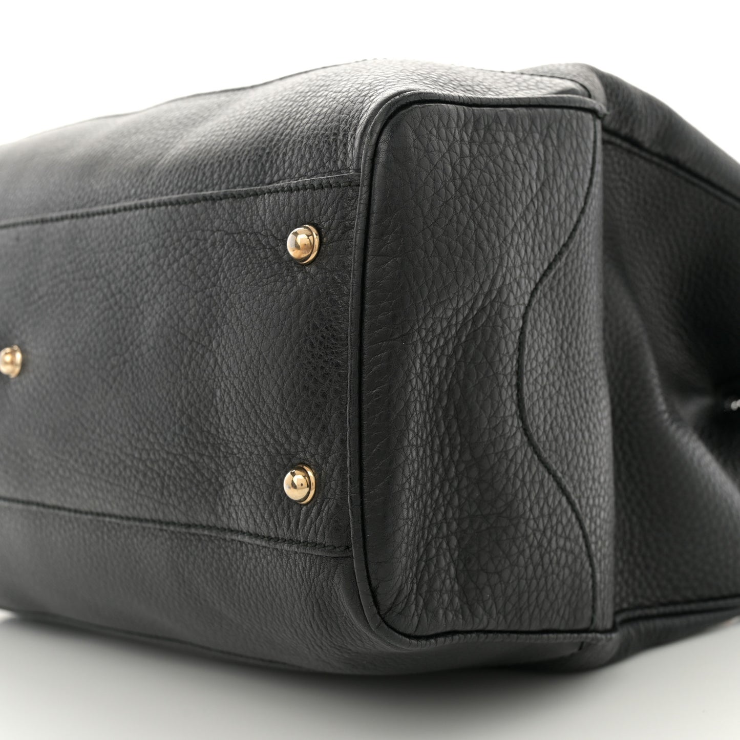 Grained Calfskin Medium Diana Bamboo Top Handle Tote Black