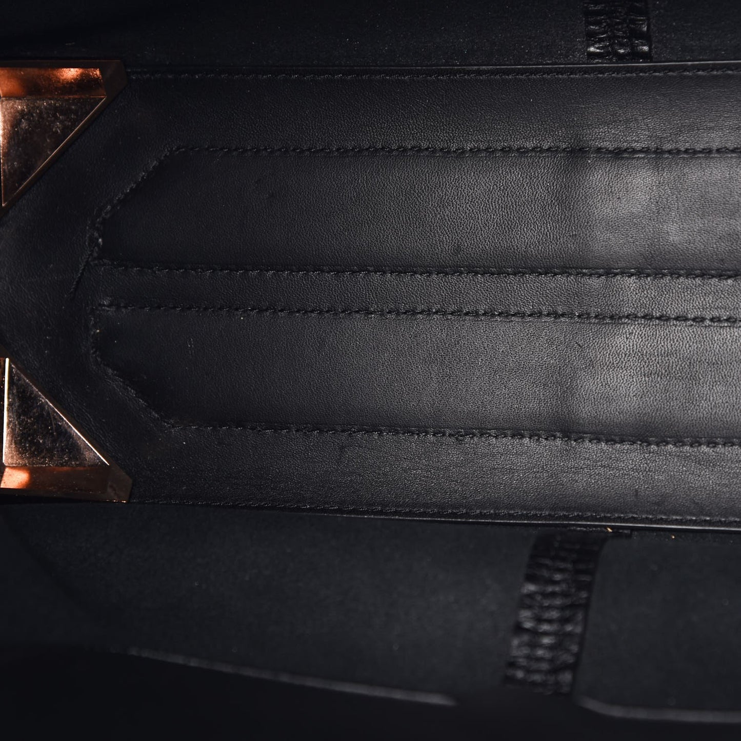 Pebbled Calfskin Prisma Skeletal Tote Black Rose Gold Hardware