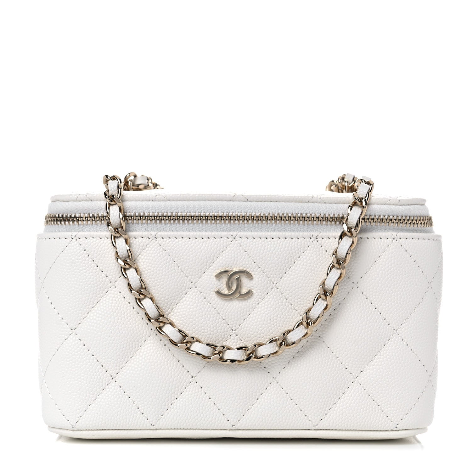 Chanel Caviar Quilted Small Vanity Case With Chain White 1 of 10