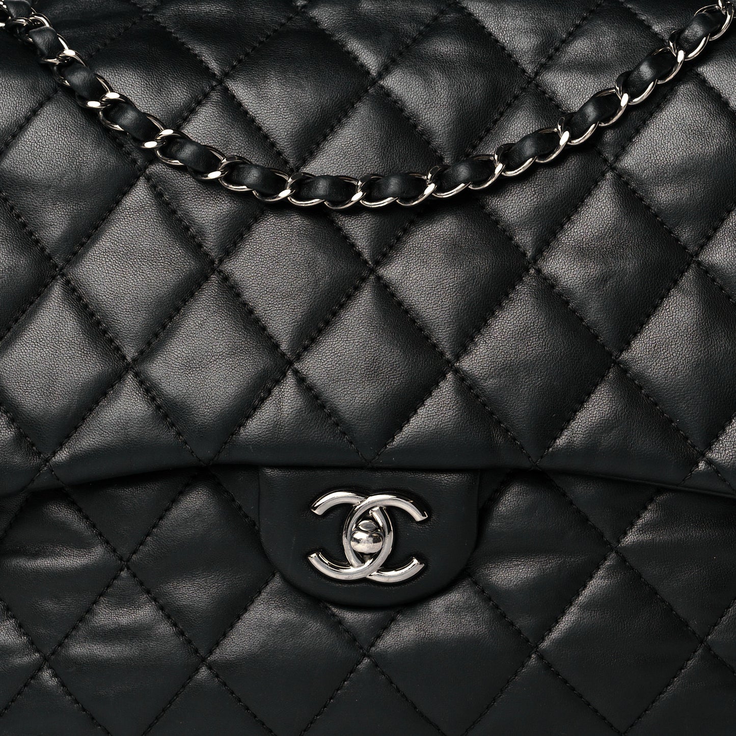 Lambskin Quilted Chanel 3 Maxi Flap Bag Black