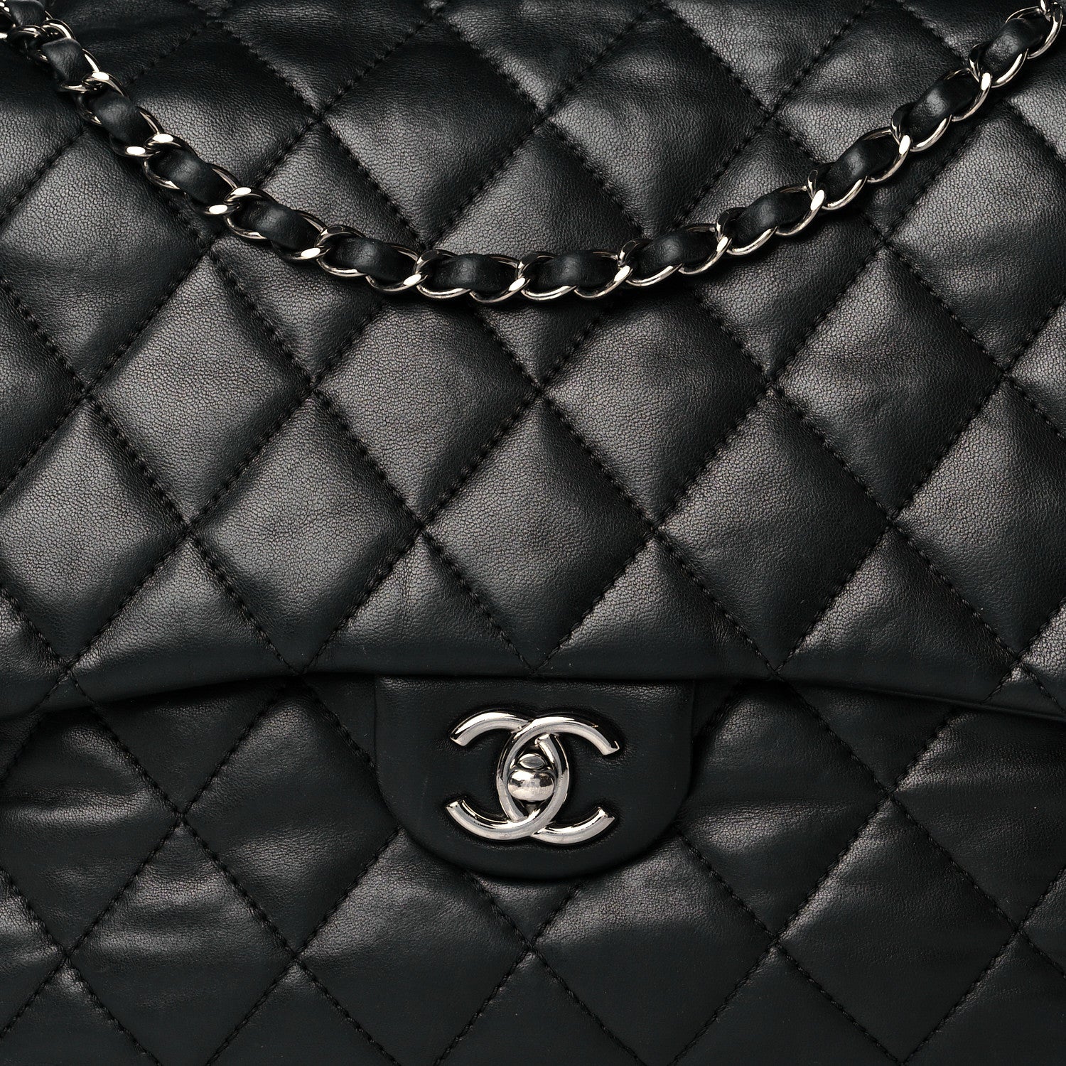 Chanel Lambskin Quilted Chanel 3 Maxi Flap Bag Black 8 of 14
