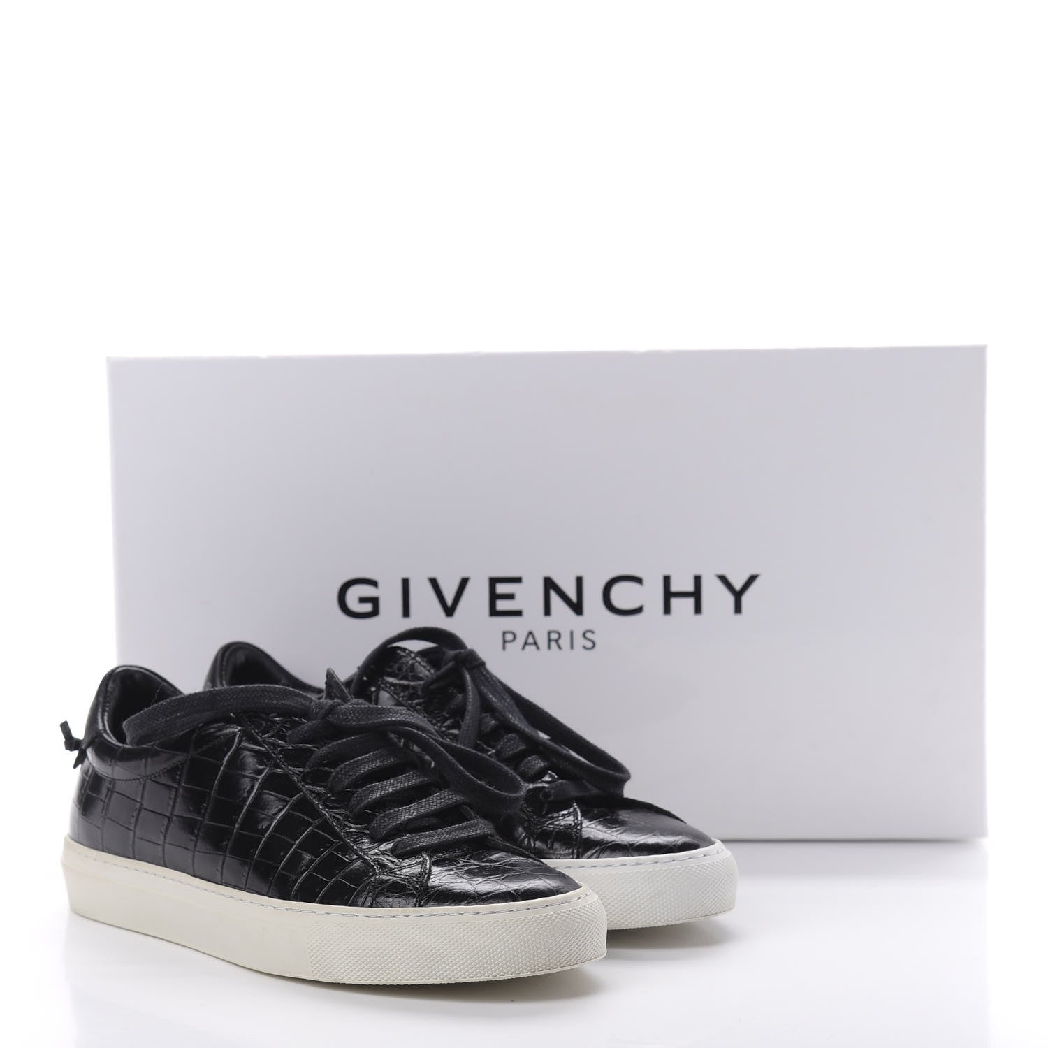 Givenchy Calfskin Crocodile Embossed Womens Urban Street Sneakers 36 Black 8 of 9