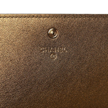 Chanel Metallic Lambskin Quilted Large Diamond CC Flap Wallet Dark Bronze 6 of 15