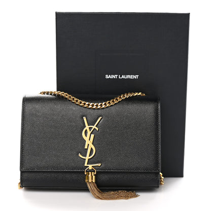 Saint Laurent Grain De Poudre Small Classic Monogram Kate Tassel Satchel Black 11 of 11