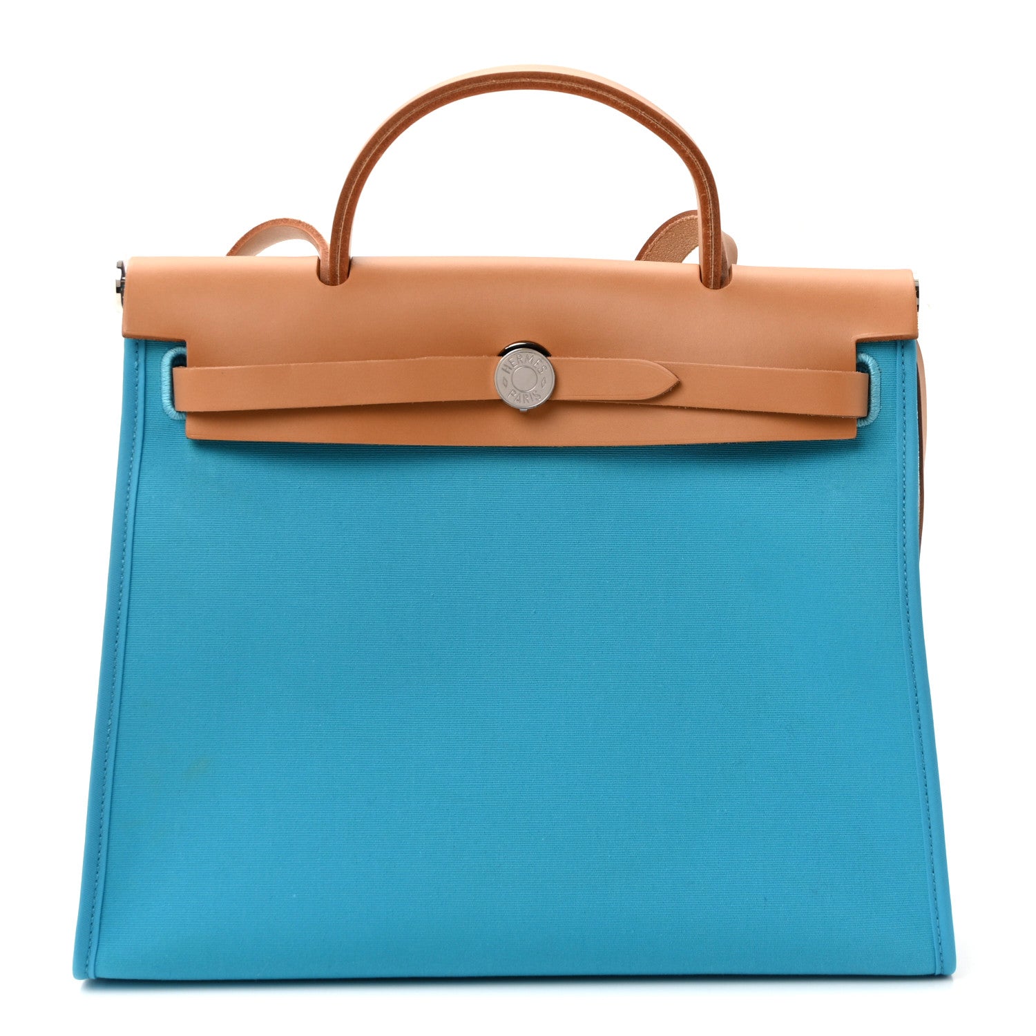 Hermes Vache Hunter Toile Herbag Zip 31 PM Bleu Azteque Menthe 1 of 11