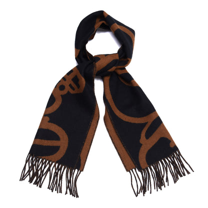 Hermes Cashmere Boucles et Camails Muffler Marine Caramel 1 of 4