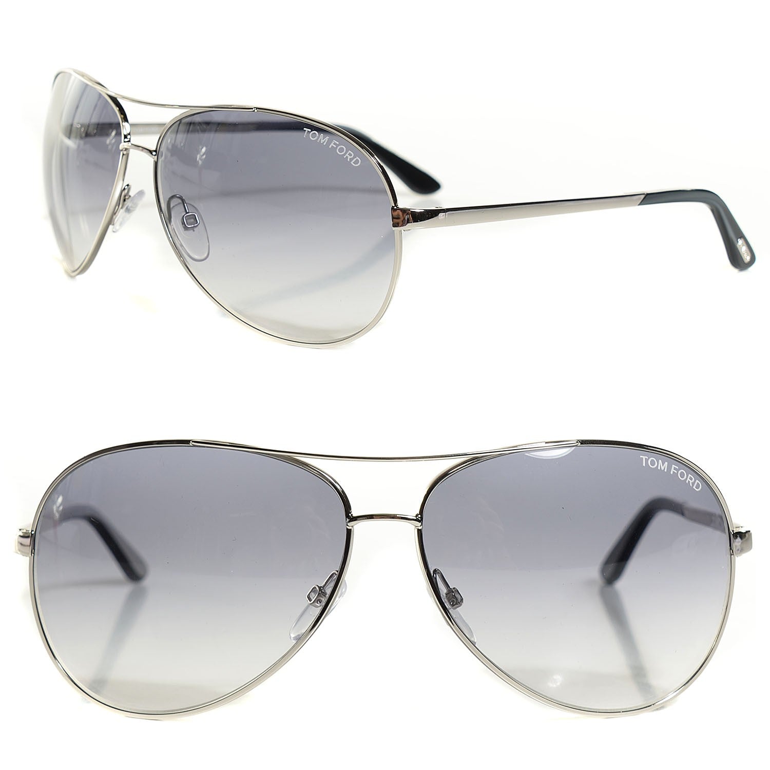 Tom Ford Metal Charles Aviator Sunglasses TF35 Silver 1 of 4