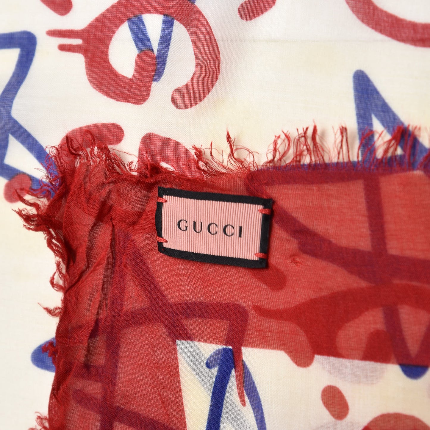 Modal Silk GucciGhost Print Square Scarf White