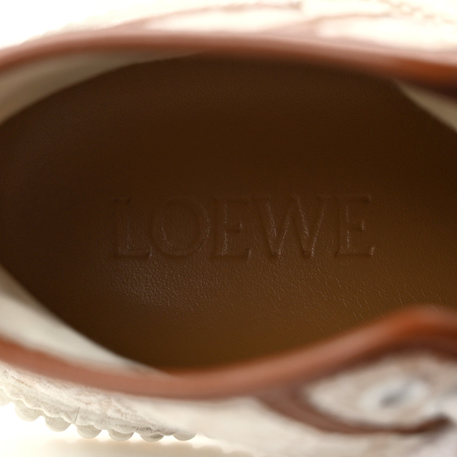 Loewe Jacquard Anagram Calfskin High Top Sneakers 35 Natural White 7 of 9