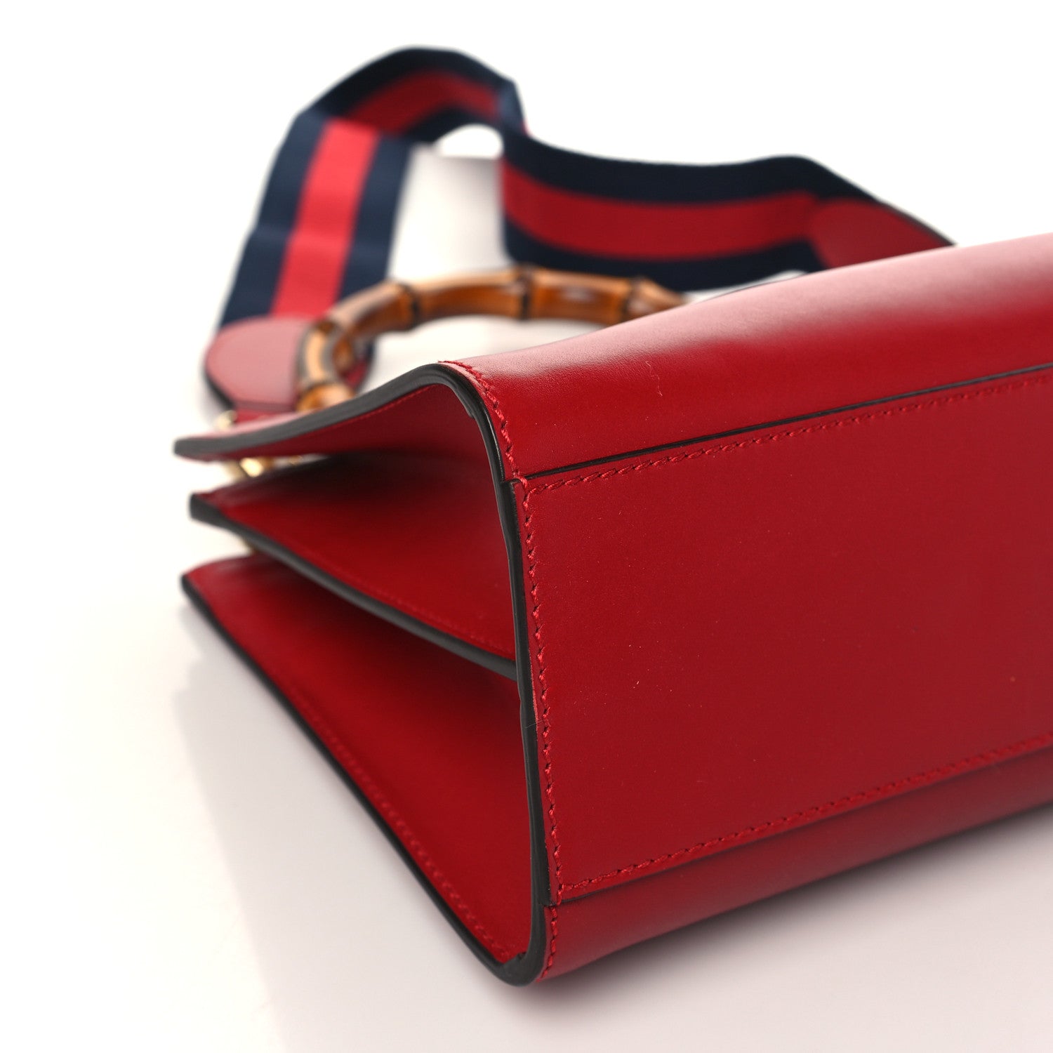 Gucci Nappa Bamboo Web Small Nymphaea Top Handle Bag Hibiscus Red 9 of 10