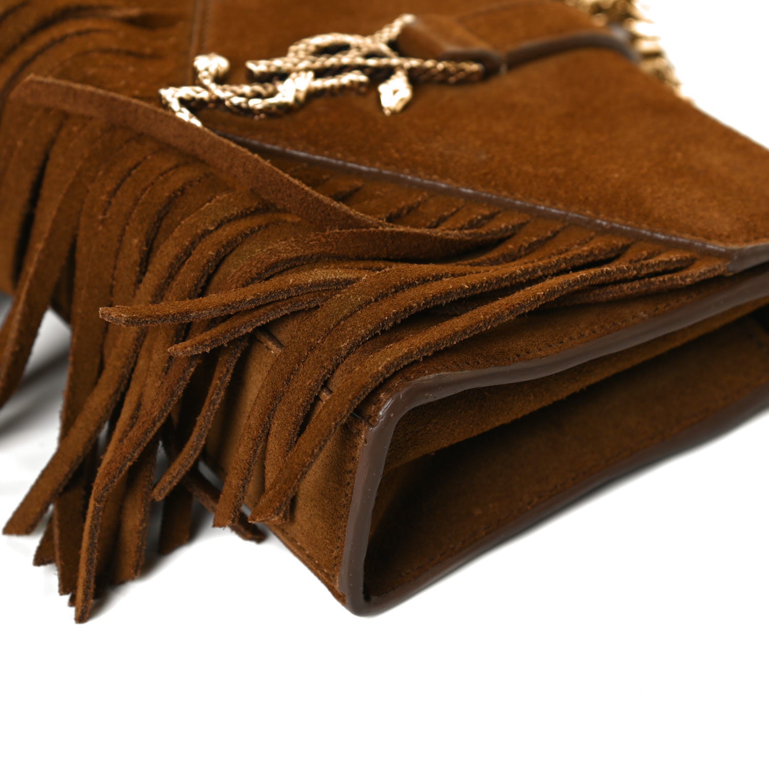 Saint Laurent Suede Fringe Baby Monogram Satchel Light Ocre 11 of 15