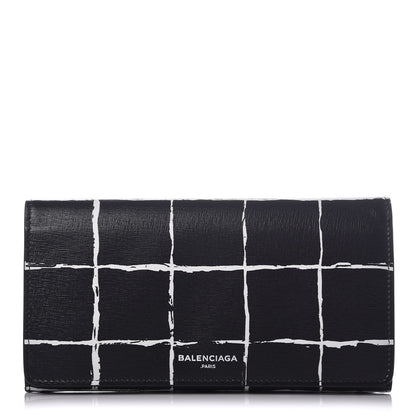 Balenciaga Saffiano Square Check Wallet Black White 1 of 8