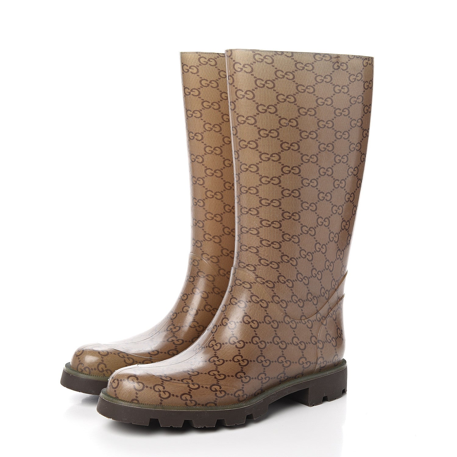 Gucci Rubber Monogram Edinburg Rain Boots 40 Transparent Cocoa 3 of 7