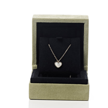 Van Cleef & Arpels 18K Yellow Gold Mother of Pearl Sweet Alhambra Heart Pendant Necklace 8 of 8