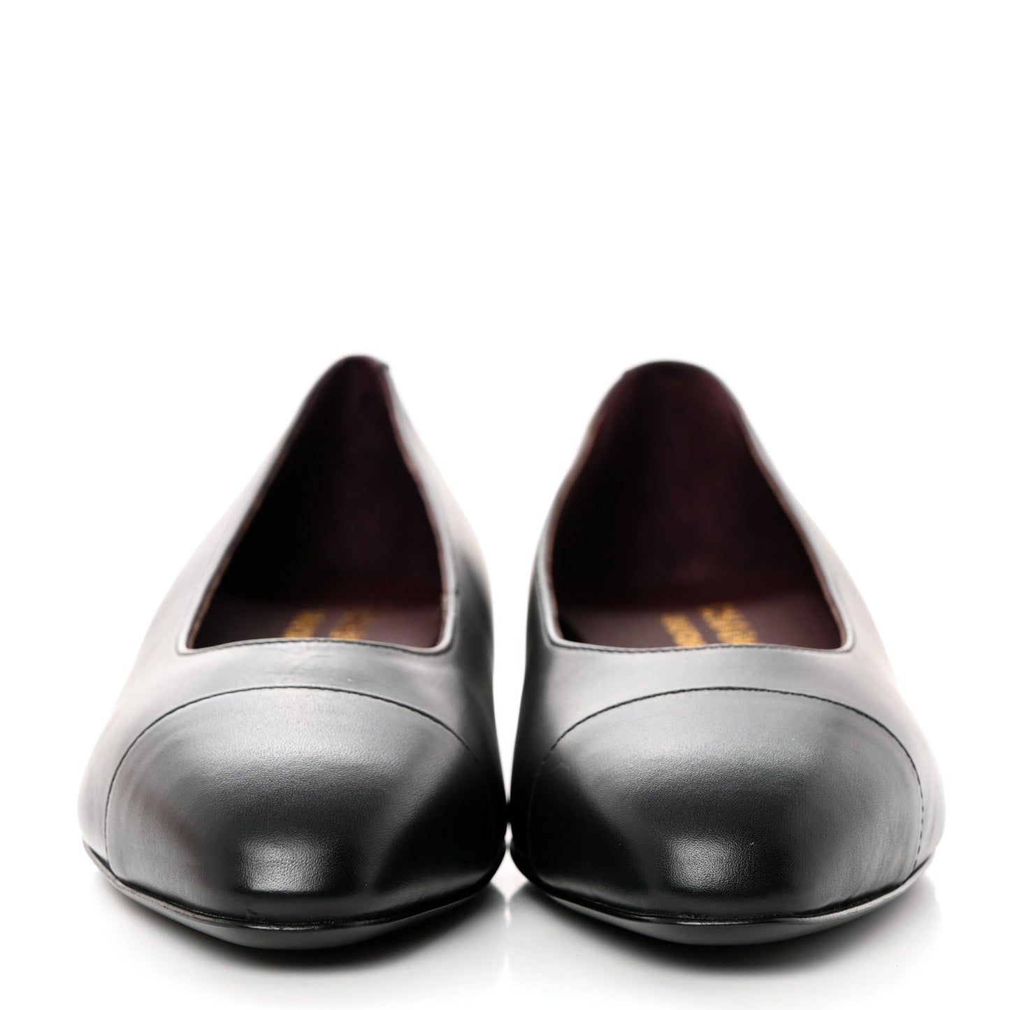 Lambskin Cap Toe Ballerina Flats 36.5 Black