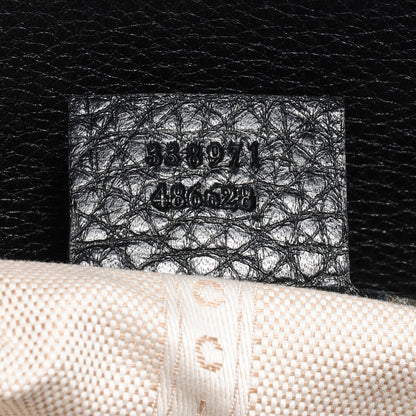 Gucci Leather Medium Label Tote Black 7 of 9