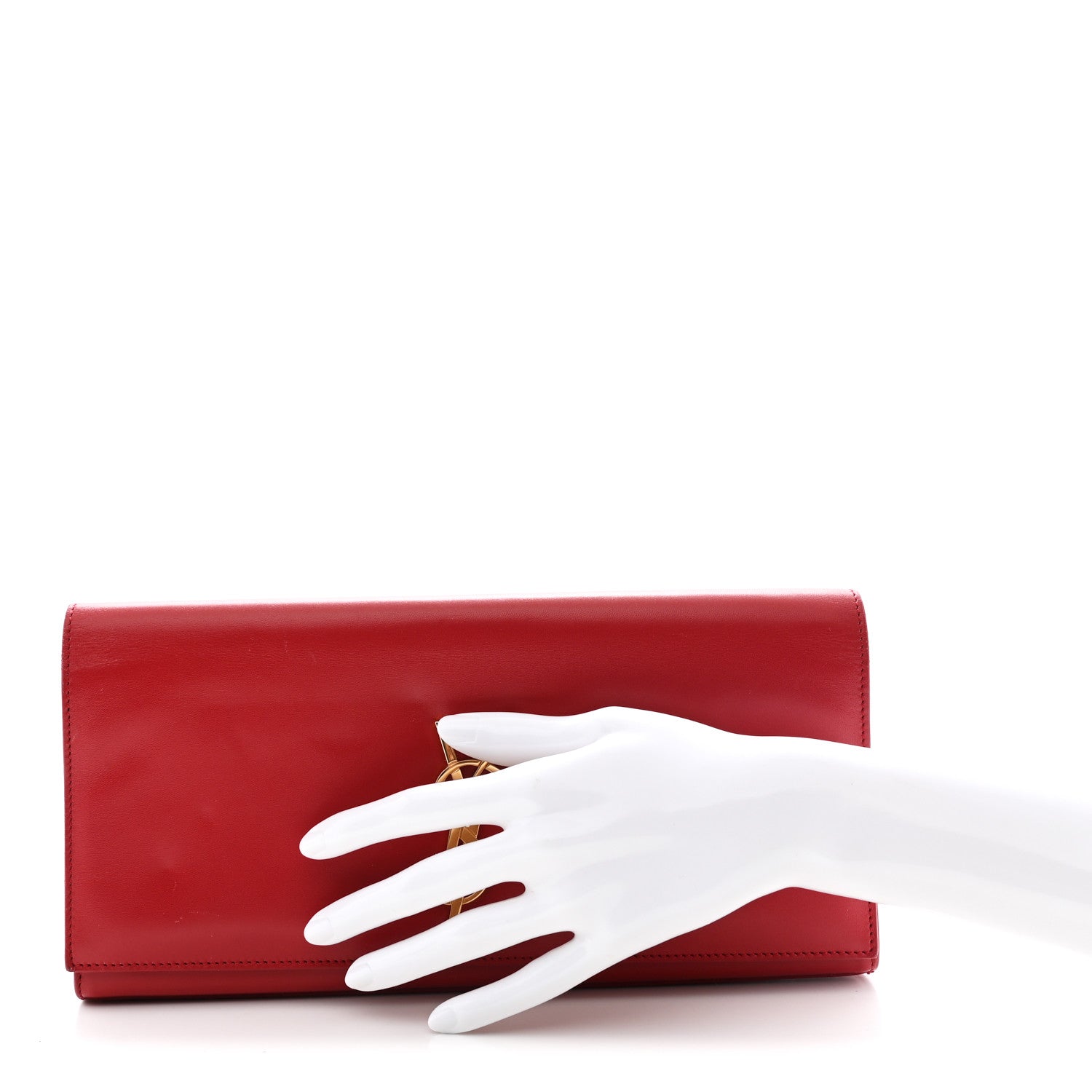 Saint Laurent Calfskin Monogram Cassandre Clutch Rouge Orient 2 of 12
