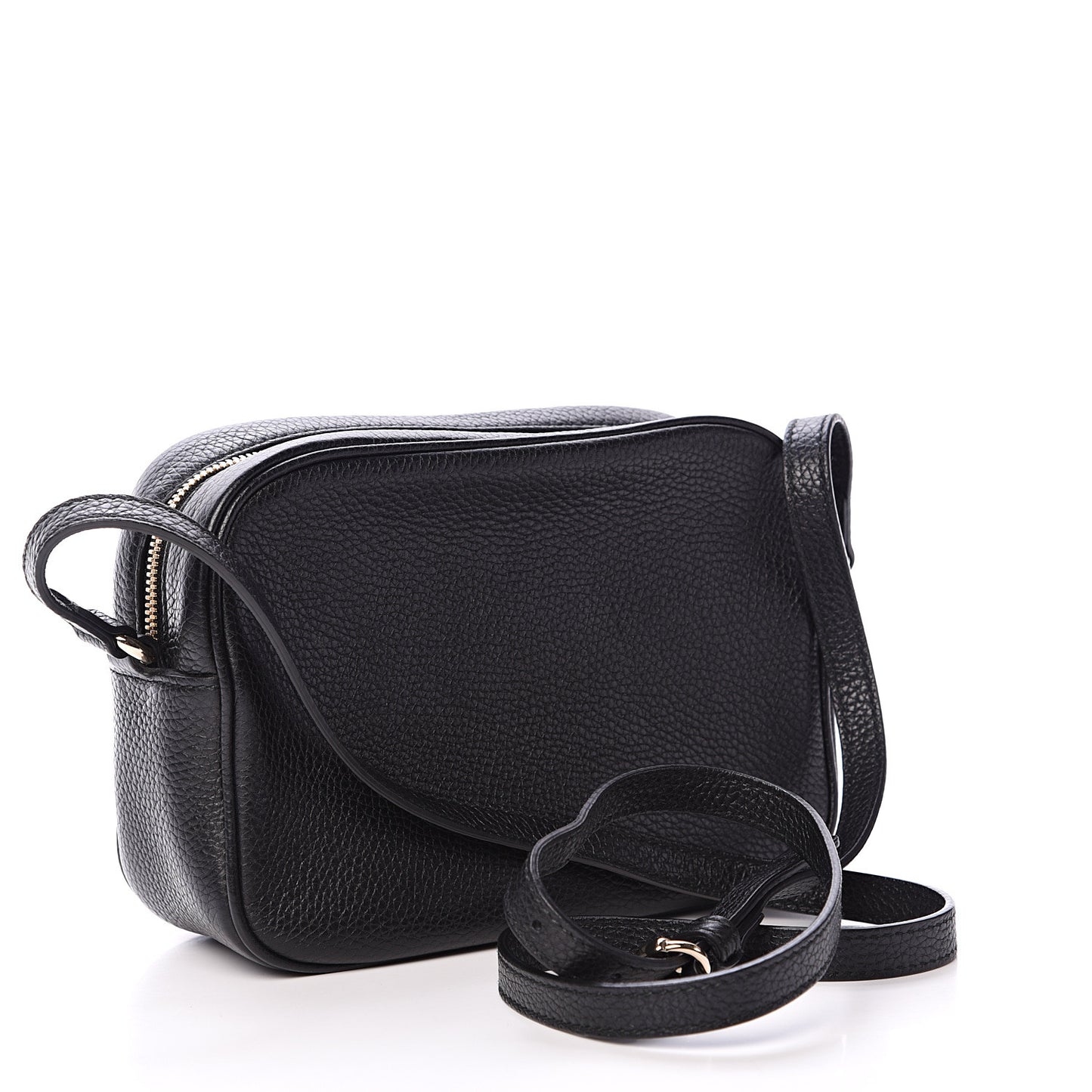 Pebbled Calfskin Small Soho Disco Bag Black