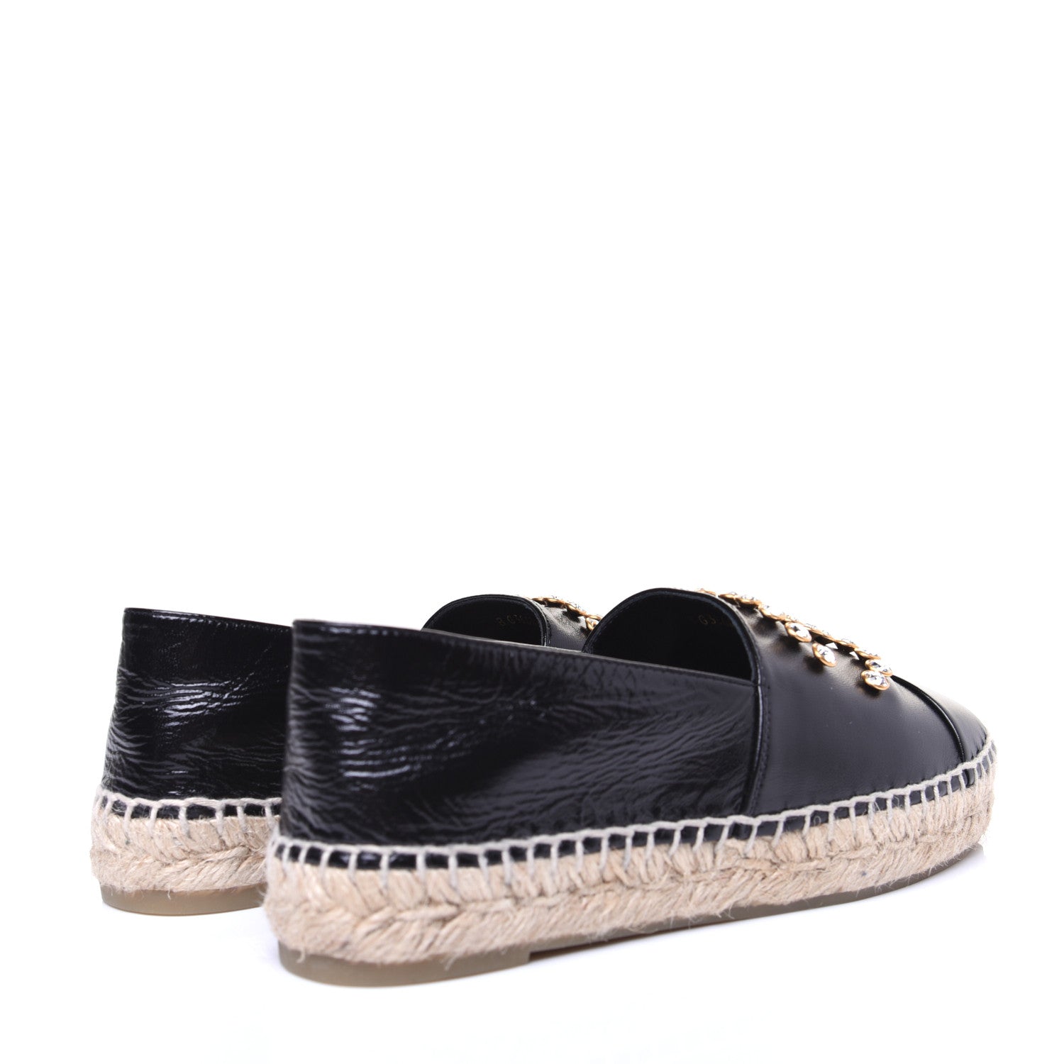 Chanel Patent Calfskin Crystal CC Espadrilles 36 Black 3 of 13