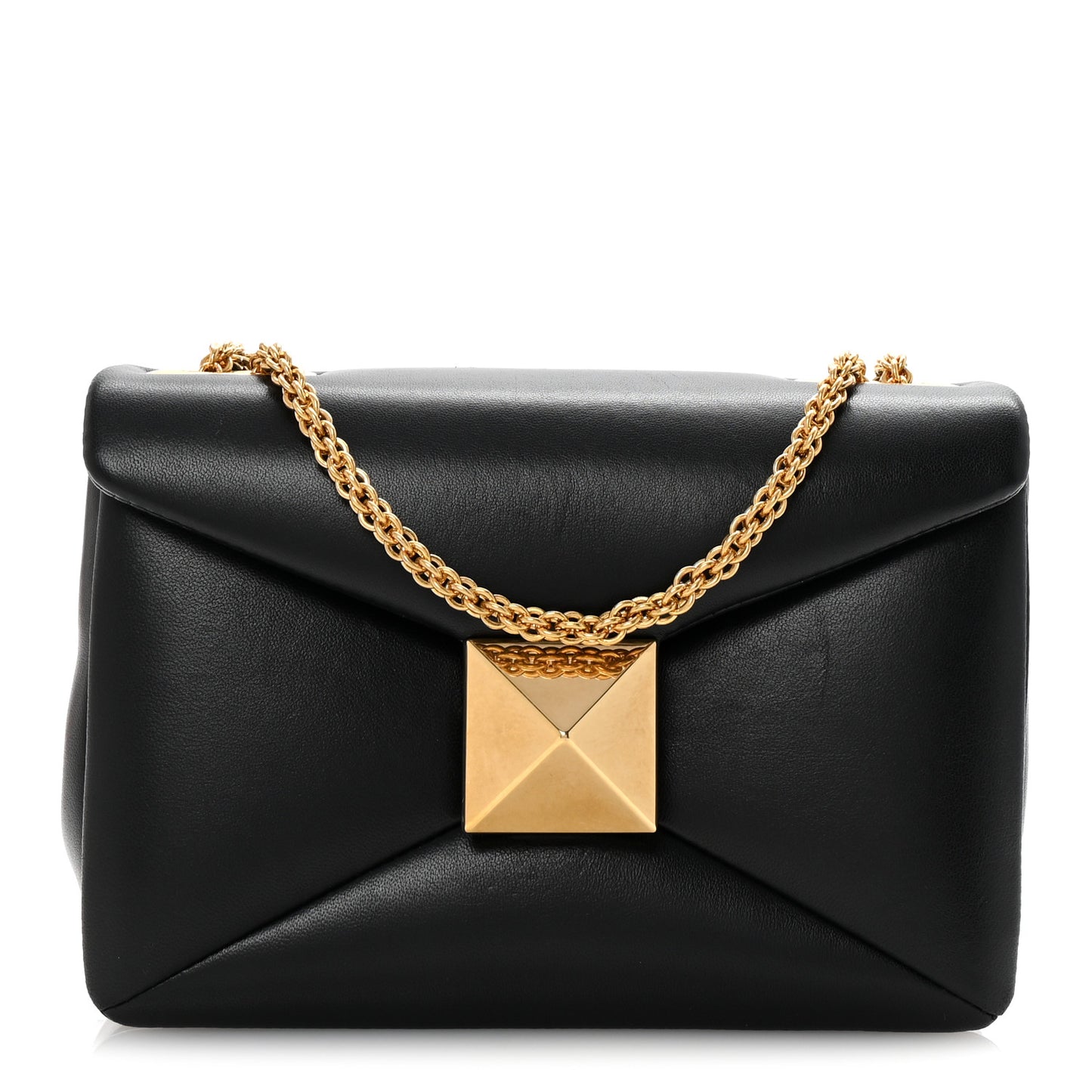 Nappa One Stud Chain Clutch Black