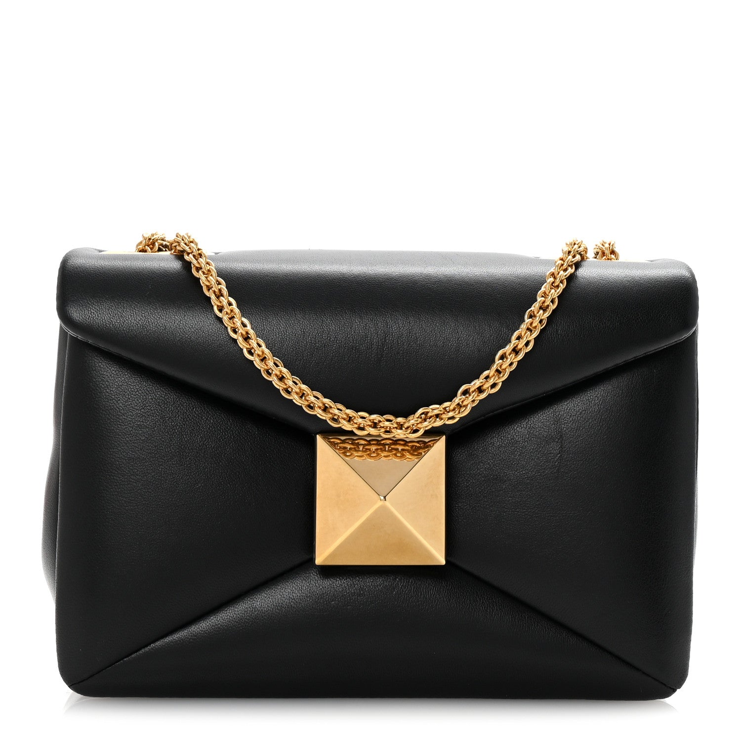 Valentino Garavani Nappa One Stud Chain Clutch Black 1 of 9