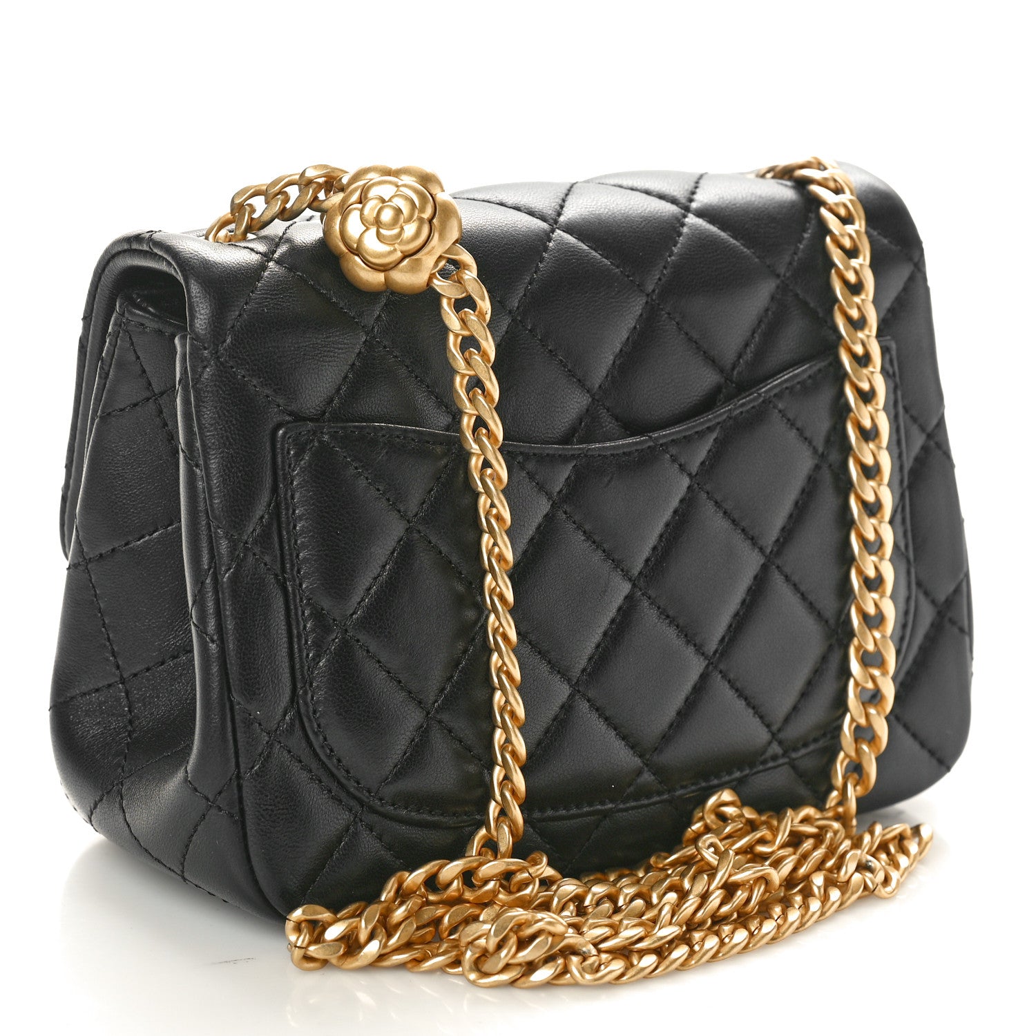 Chanel Lambskin Quilted Mini Sweet Camellia Flap Black 2 of 10