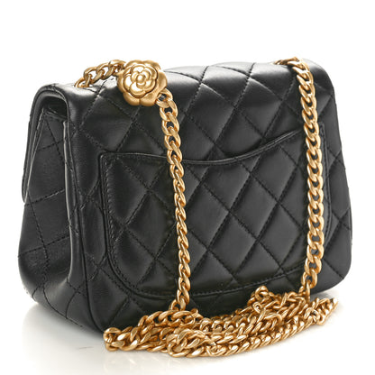 Chanel Lambskin Quilted Mini Sweet Camellia Flap Black 2 of 10