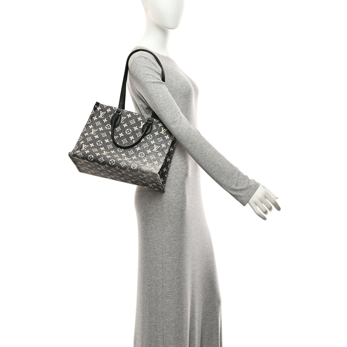 Louis Vuitton Monogram Jacquard Denim Onthego MM Black 2 of 9