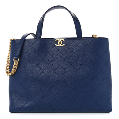 Chanel Caviar Stitched Large Shopping Tote Bag Blue 1 of 10