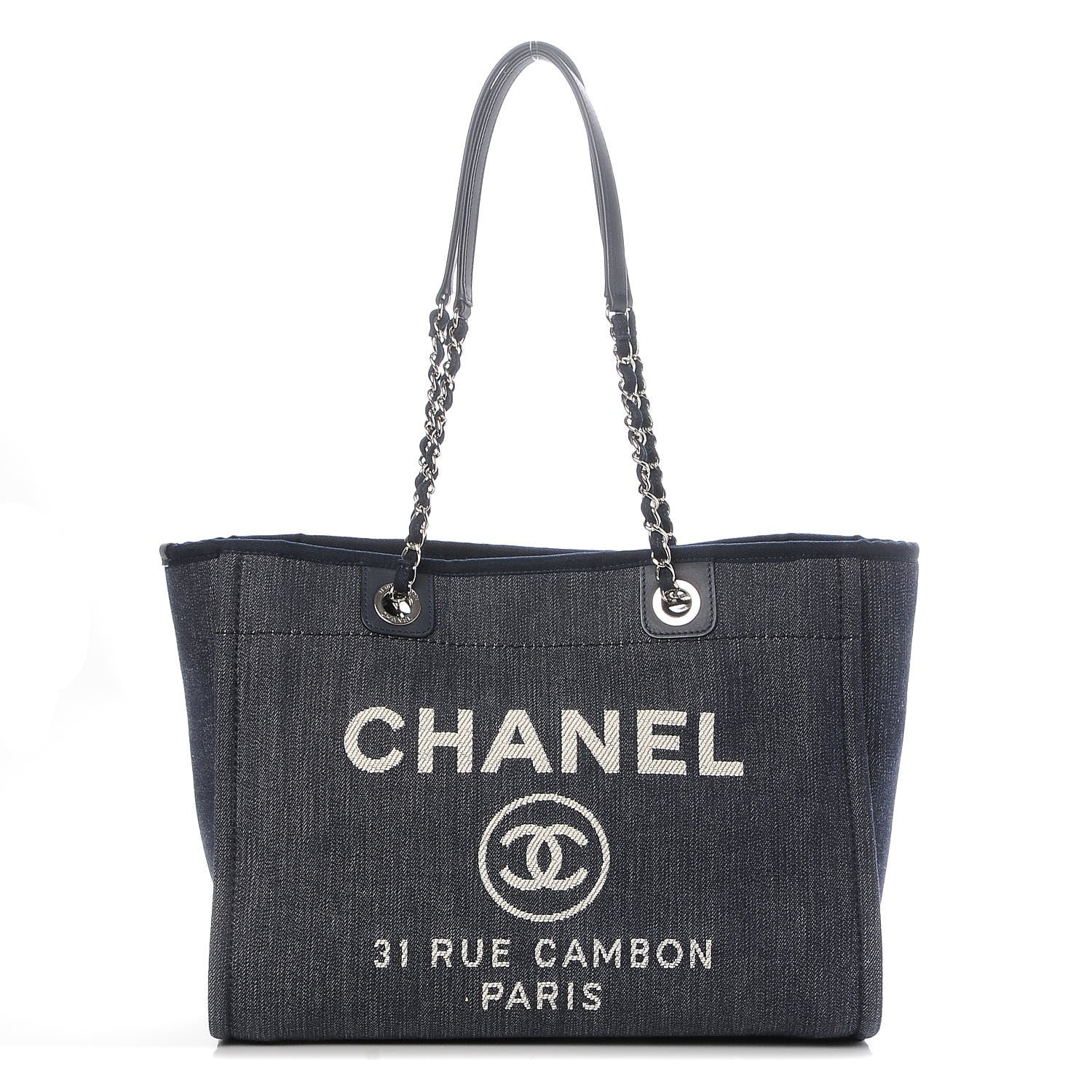 Chanel Canvas Small Deauville Tote Dark Blue 1 of 7