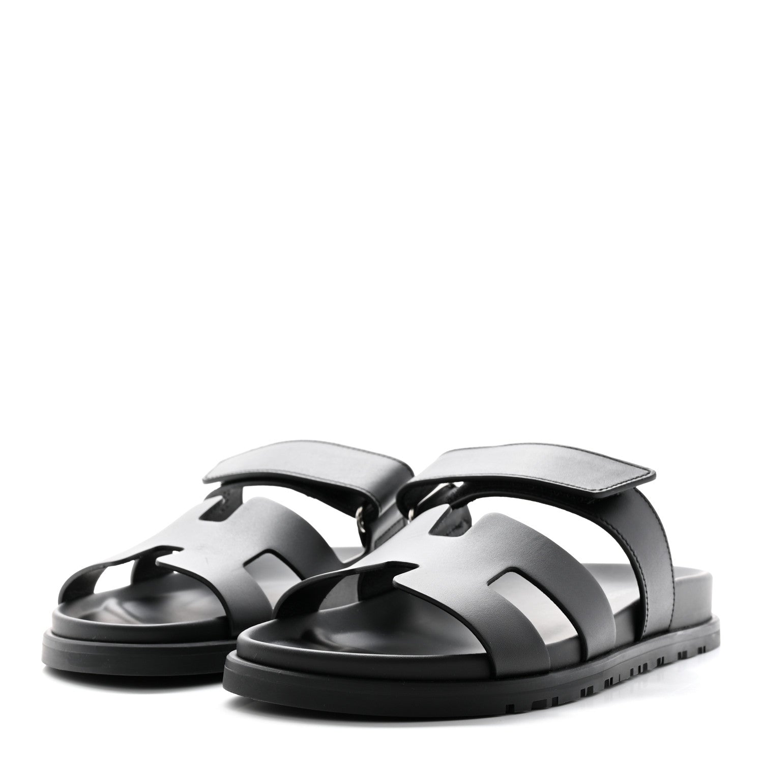 Hermes Calfskin Womens Chypre Sandals 37 Black 3 of 12